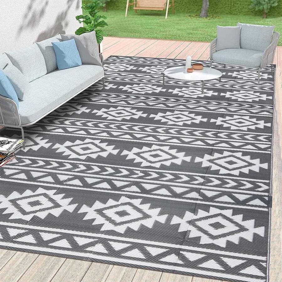 SHACOS Buitentapijt 150 x 240 cm boho buitentapijten terras waterdicht opvouwbaar tuintapijt