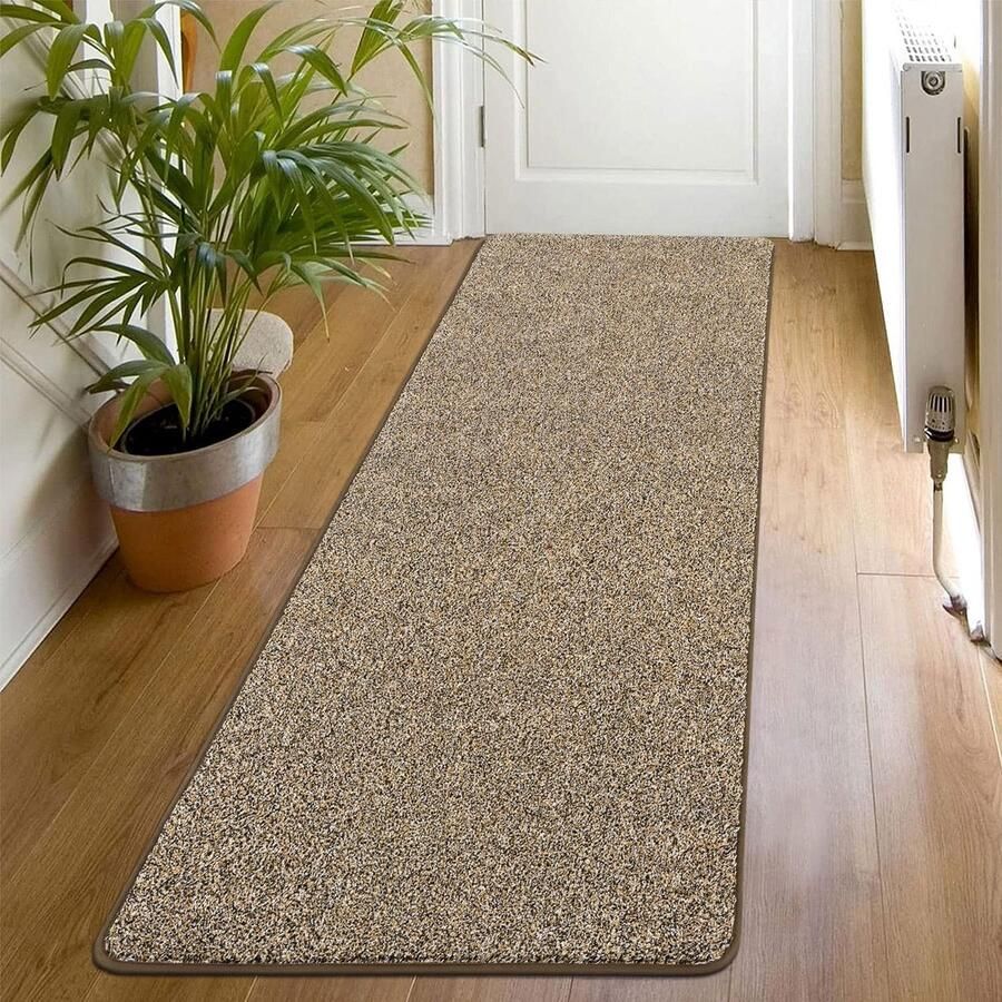 SHACOS kortpolige loper antislip 60 x 180 cm gangloper moderne loper gang zacht keukentapijt wasbaar loper voor gang keuken entree woonkamer zwartbruin