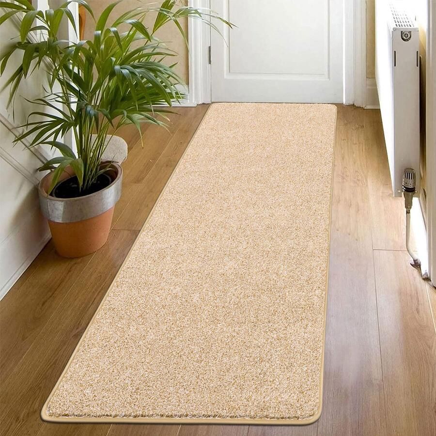 SHACOS kortpolige loper gang antislip 60x180 cm moderne loper zachte loper gang keuken tapijt wasbaar loper voor gang keuken woonkamer slaapkamer lichtbruin