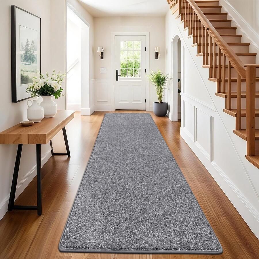 SHACOS Lange loper antislip 60x240 cm grijs loper voor in de hal modern zacht loper voor in de hal wasbaar tapijt voor in de keuken loper voor in de hal keuken woonkamer entree