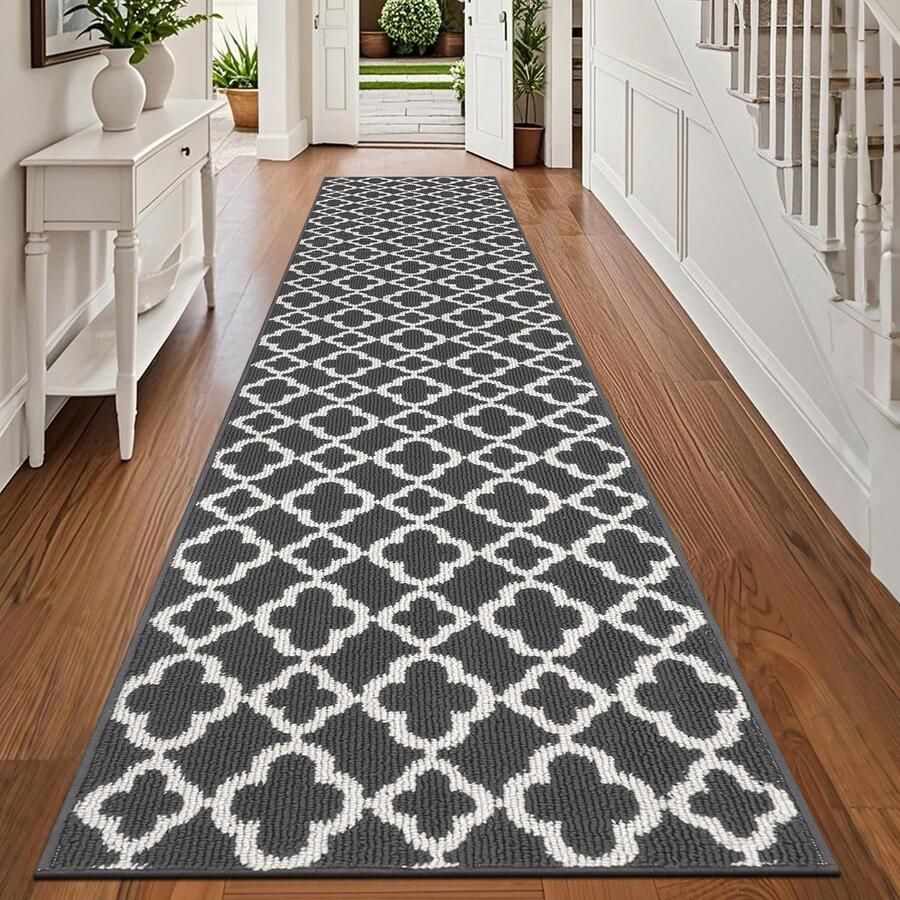 SHACOS Lange loper voor de gang antislip 60x300 cm donkergrijs keukentapijt wasbaar antislip loper voor de gang lange loper voor de gang moderne loper voor de gang keuken en entree