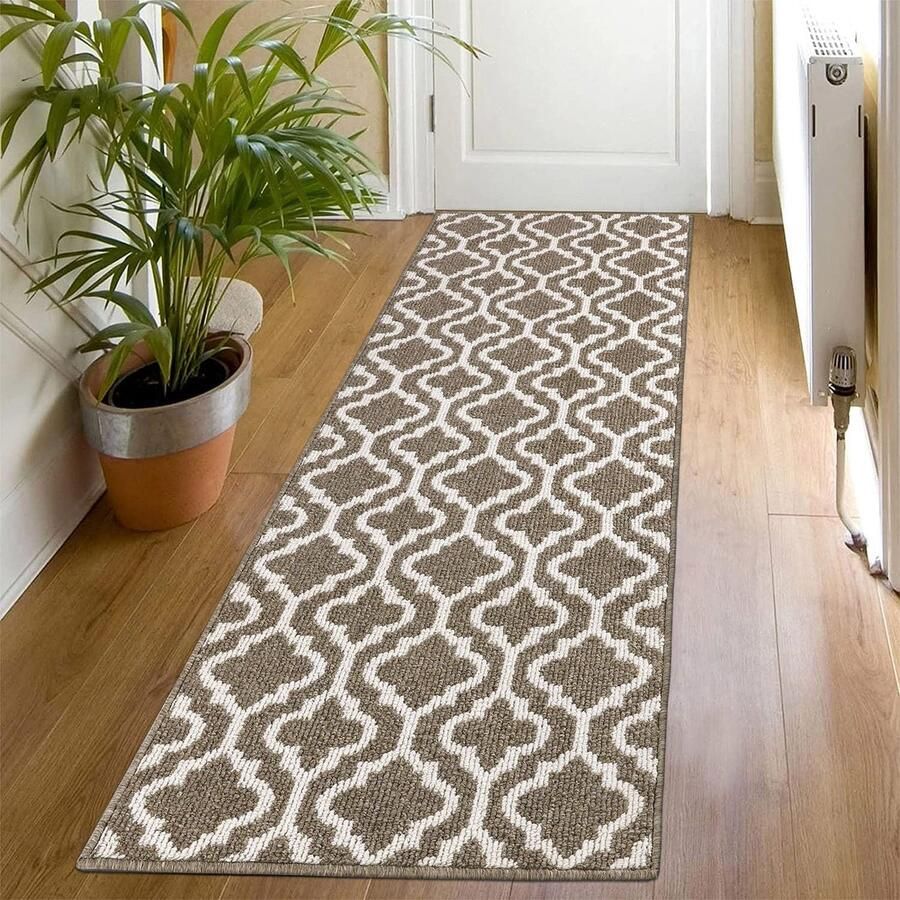 SHACOS Vloerkleed 60x180 cm Keukentapijt Antislip Vloerkleed voor in de Hal Vloerkleed voor in de Hal Lange Deurmat voor Buiten Wasbaar Antislip Vloerkleed voor in de Keuken (Bruin)