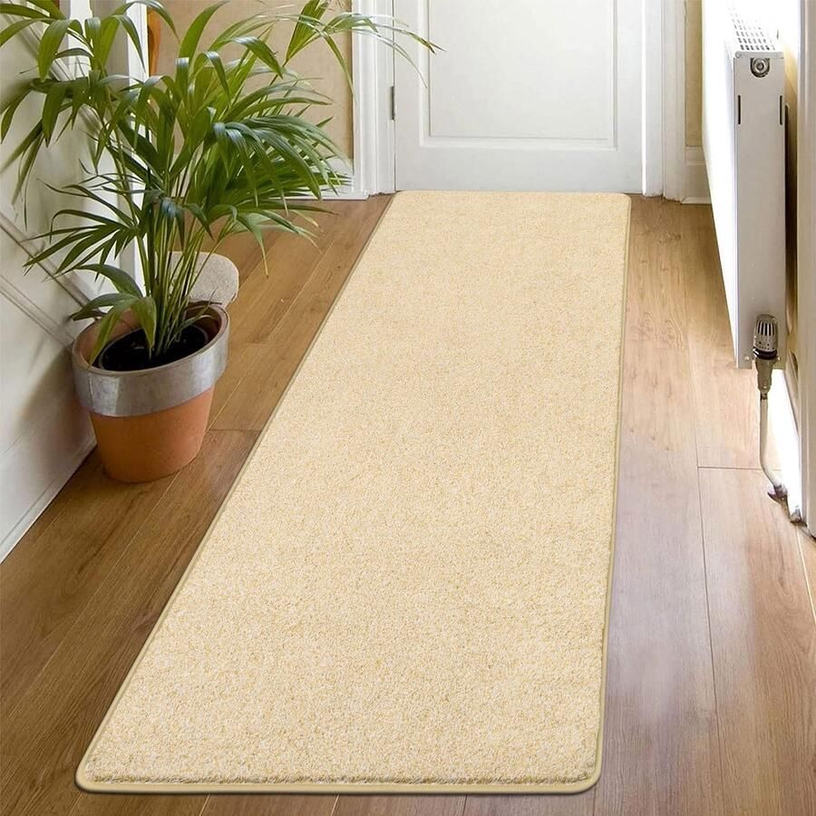 SHACOS Vloerkleed Beige 60 x 180 cm Antislip Vloerkleed voor de Hal Zachte Vloerkleed voor de Hal Modern Keukentapijt Wasbaar Vloerkleed voor de Hal Keuken Woonkamer Slaapkamer