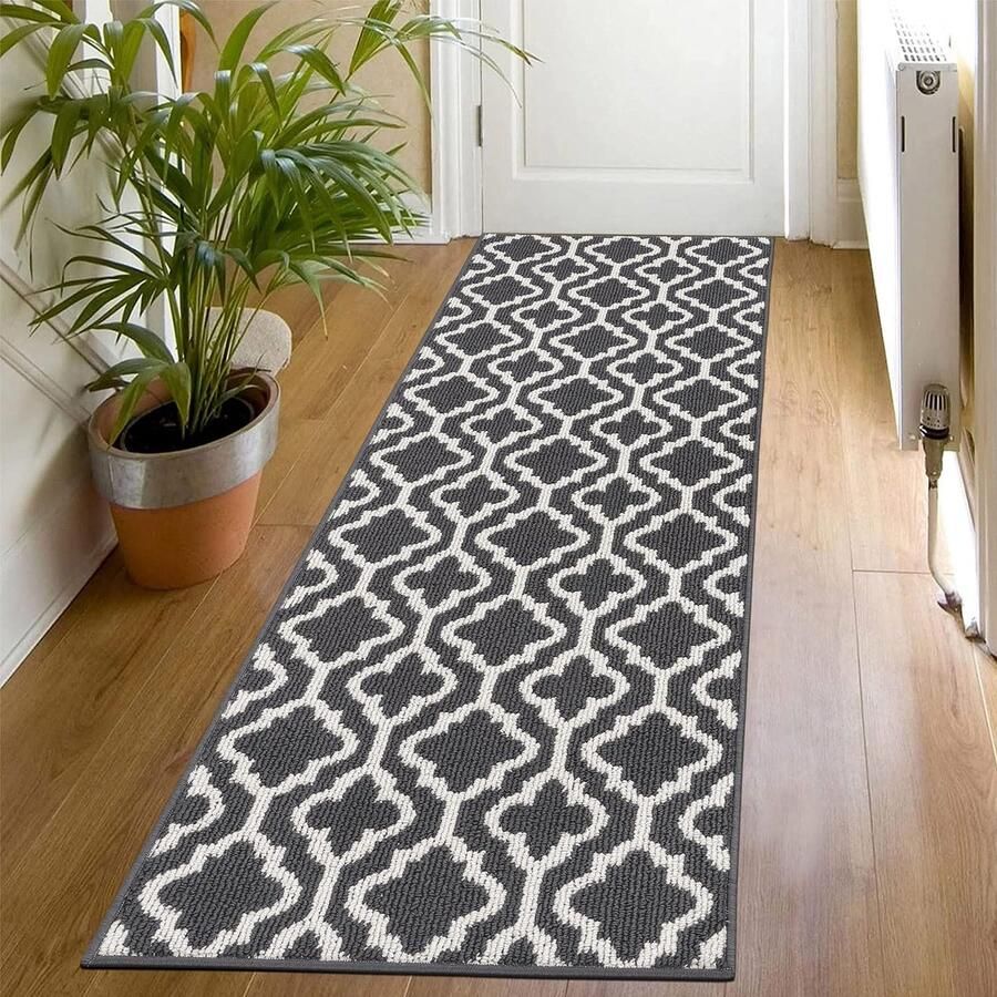 SHACOS Vloerkleed voor de Hal Antislip 60x180 cm Keuken Vloerkleed voor de Hal Wasbaar Vloerkleed voor de Hal Moderne Vloerkleed voor de Hal Vloerkleed voor de Keuken Hal Entree Donkergrijs