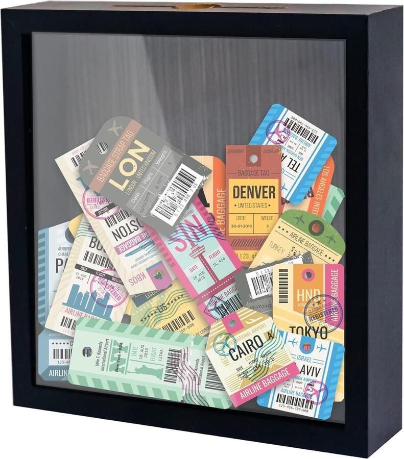 Shadow Box Vitrine Frame DIY Memory Box voor Concert Ticket Stubs Film Reizen Sportevenementen Drink Beer Caps Zwart 8x8