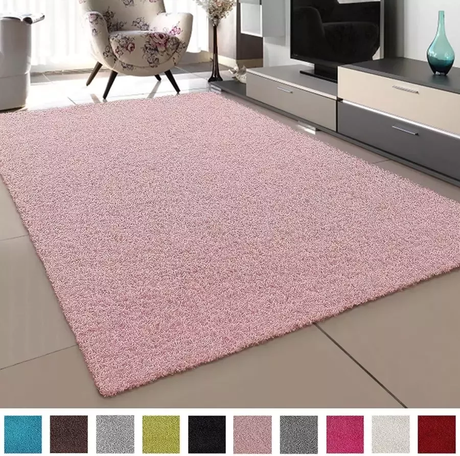 Muratap Loca Shaggy Vloerkleed Licht Roze 60x110 CM Vloerkleed Hoogpolig Tapijt Woonkamer Slaapkamer