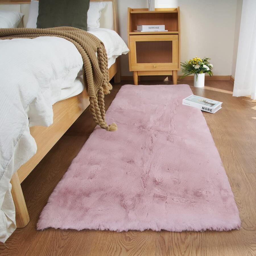 Shaggy pluche tapijt Antislip en wasbaar 1 stuk Roze 60x180 cm