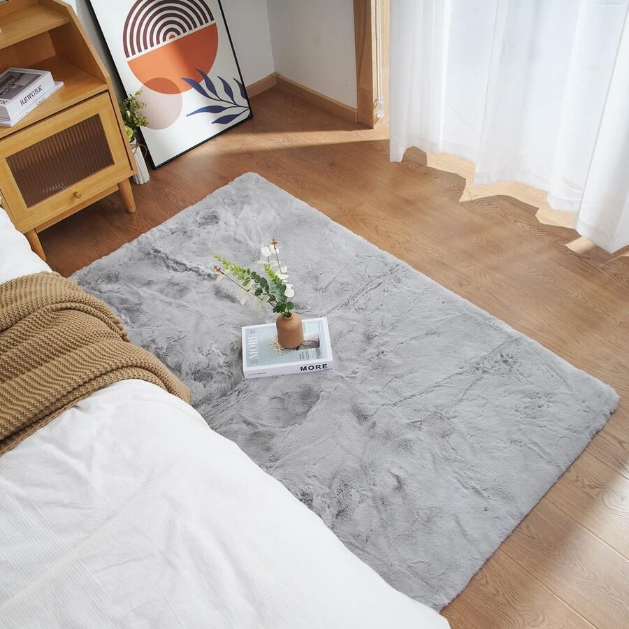 Shaggy pluche tapijt Antislip Wasbaar 120x180cm Grijs