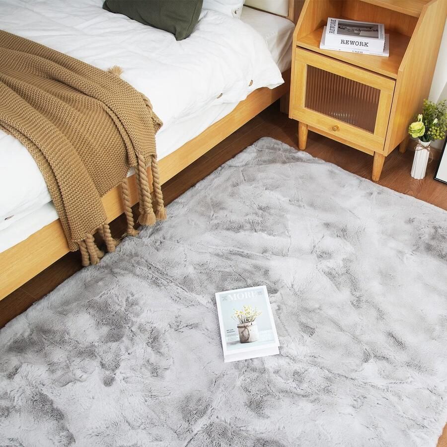 Shaggy pluche tapijt Antislip Wasbaar 150x215cm Grijs