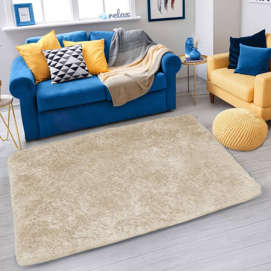Shaggy Strado 120x160 CrèmeBeige Woonkamer Vloerkleed