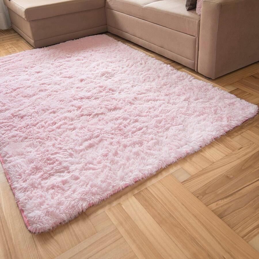 Shaggy Vloerkleed 160x230 cm Modern Tapijt voor Woonkamer en Slaapkamer Licht Roze Antislip Onderkant Gemakkelijk Onderhoud 35 mm Hoogpolig