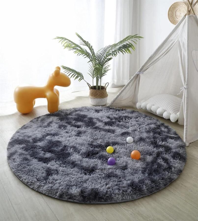 Shaggy vloerkleed modern design 1 stuk donkergrijs 100 x 100 cm