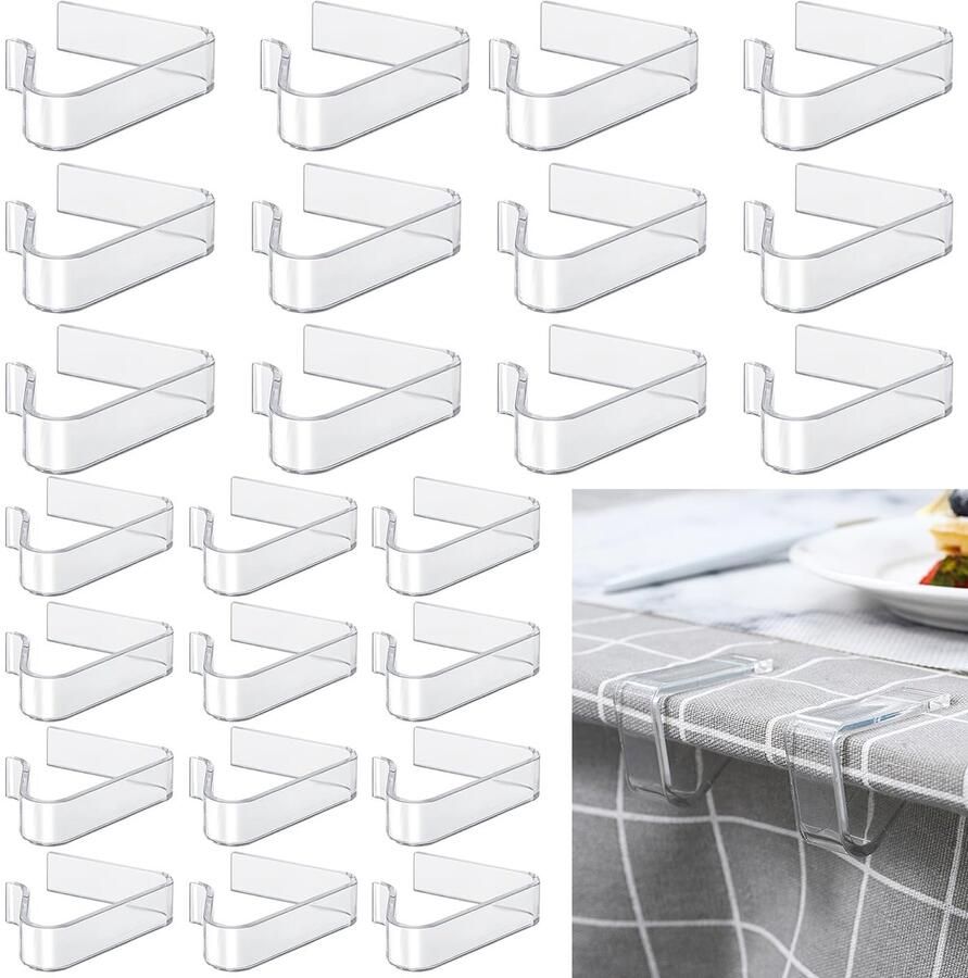 SHBAOCH Tafelkleedklemmen twee maten plastic tafelkleedhouder 24 stuks transparante tafelkleedklemmen voor picknicks feesten bruiloften diners en scholen