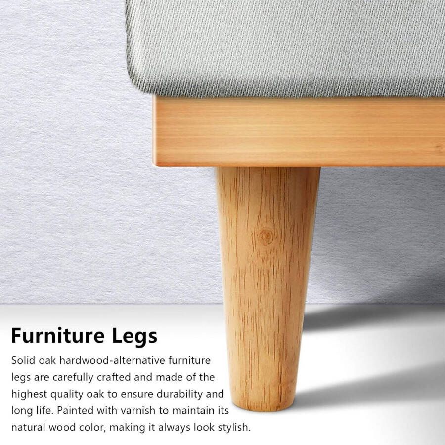 SHEENO Set van 4 houten meubelpoten 15 cm massief taps toelopende houten bankpoten vervangende meubelpoten met montageplaat schroeven en antislipmatten voor banktafelstoel theekabinet