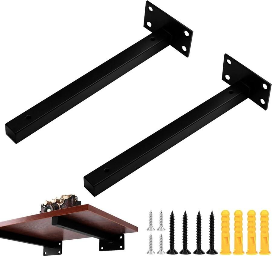 Shelf Holders Set van 2 Onzichtbare Beugels voor Zwevende Plank Draagvermogen 2cm (D) Metalen Wandrek Beugel Sterke Montage Organizer voor Muurplank Opbergrek Standhouder