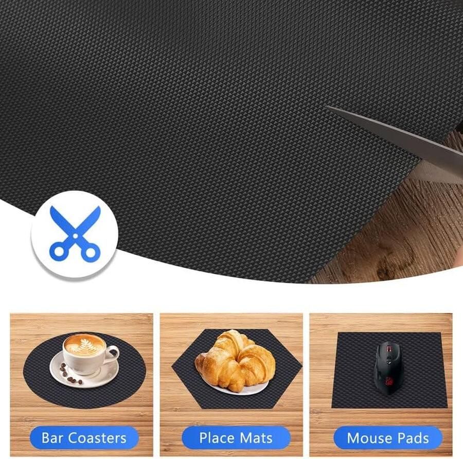 Shelf Liner Keukenladematten niet-klevende EVA-koelkastbekledingen met waterdichte duurzame koelkasttafel placemats voor kast ladebekleding (zwart 30 cm x 300 cm)
