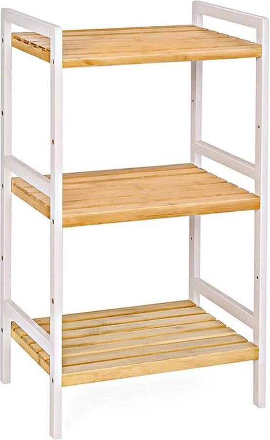 Rootz Living Rootz Shelf Shelving Unit Shelving Unit Bamboo Shelving Unit Kitchen Shelf Storage Shelf Kitchen Rack Kitchen Shelving Unit Bamboe Wit-Natural 45 x 31 5 x 80 cm (B x D x H)