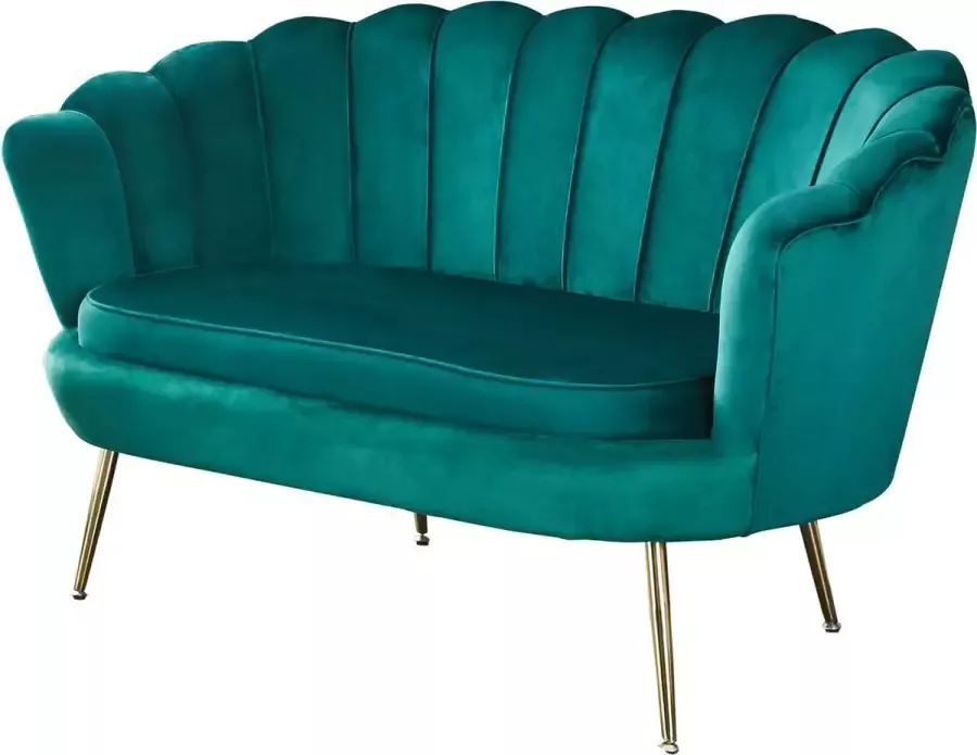 Shell sofa gemaakt van fluweel groen