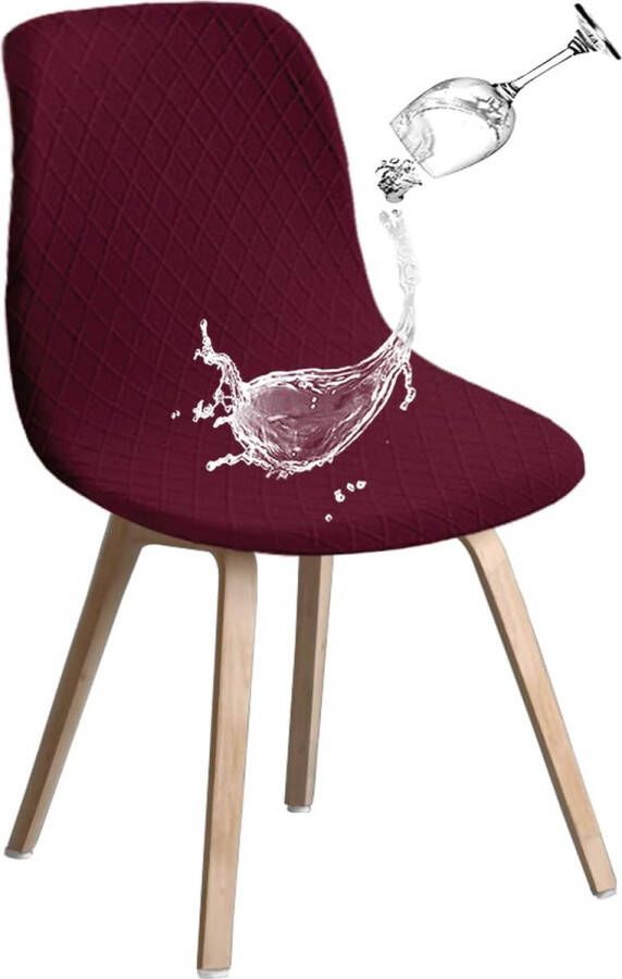 Shell Stoelhoezen Retro Stoelhoezen Stretch Spandex Print Lounge Hoekstoel Beschermer voor Eetkamer Keuken Feest Banket Club Huisdecoratie (Wijnrood 6 stuks)