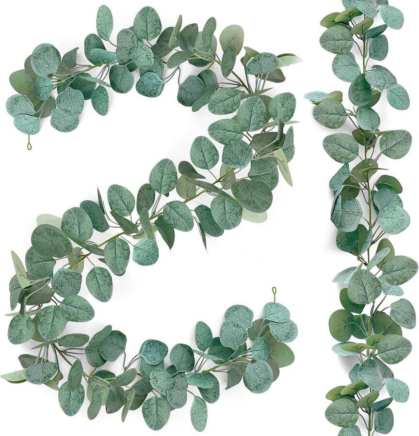 SHEPIN 2 stuks eucalyptus guirlandes kunstmatig 1 8 m eucalyptus decoratie hangplanten eucalyptus bladeren guirlande bruiloft decoratie voor bruiloft tafel lente guirlande bloemendecoratie