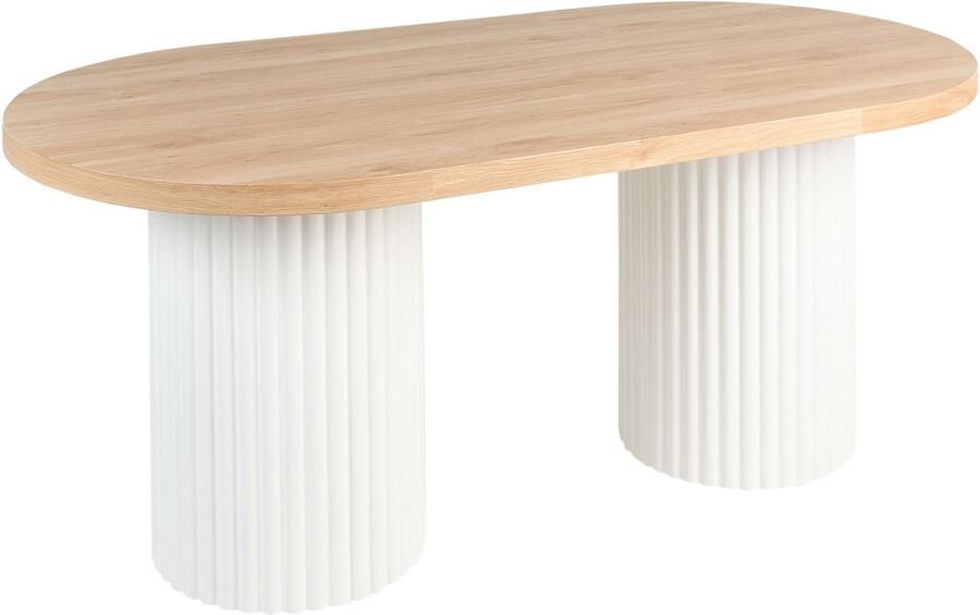 Beliani Eettafel SHERIDAN Lichtbruin wit 180 cm 90 cm