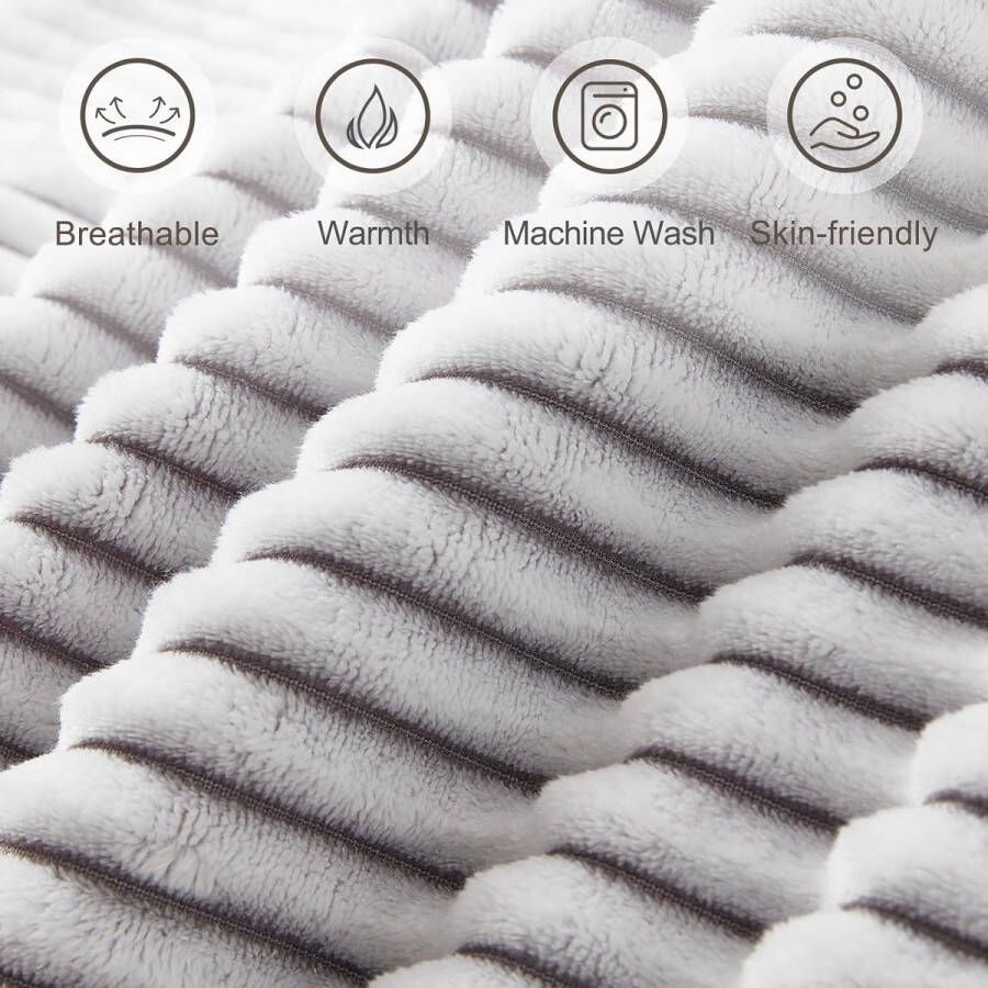 Sherpa Deken Fleece Deken Zacht Pluizig Warm en Gezellig Deken Dubbele Laag 3D-Touch Ervaring Perfect voor Bed Bank en Sofa Stoel (Grijs 152.4 x 203.2 cm)