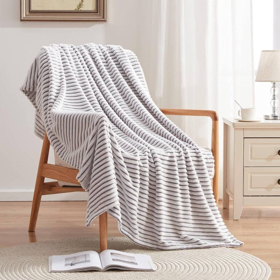 Sherpa-deken fleecedeken zachte pluche warme en gezellige deken dubbellaags 3D Touch-ervaring perfect voor bed bank stoel (grijs 228 6 x 228 6 cm)