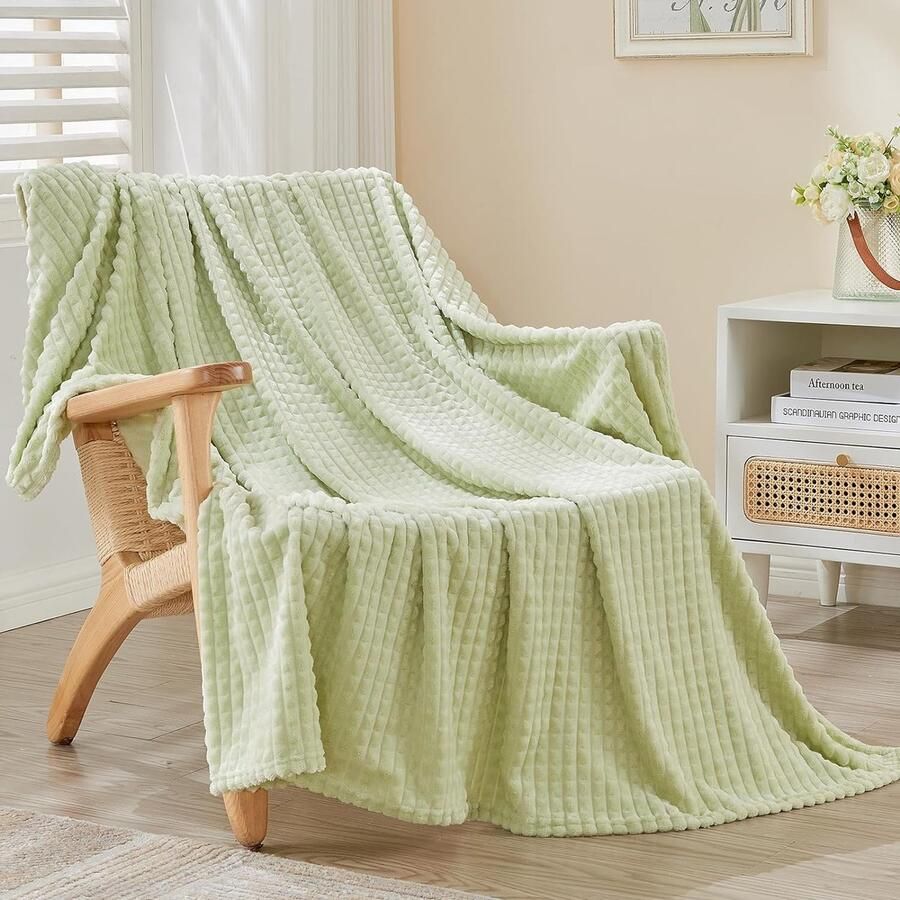 Sherpa-deken fleecedeken zachte pluche warme en gezellige deken dubbellaags 3D Touch-ervaring perfect voor bed bank stoel (avocadogroen 127 7 x 152 4 cm)