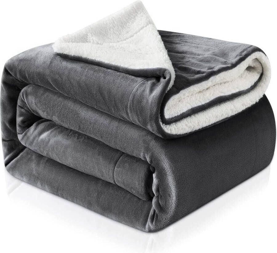 Sherpa-deken hoogwaardige knuffeldeken donkergrijs 150 x 200 cm fleecedeken omkeerbare deken van hoogwaardige microvezel voor bankdeken bed pluizig warm dik onderhoudsvriendelijk