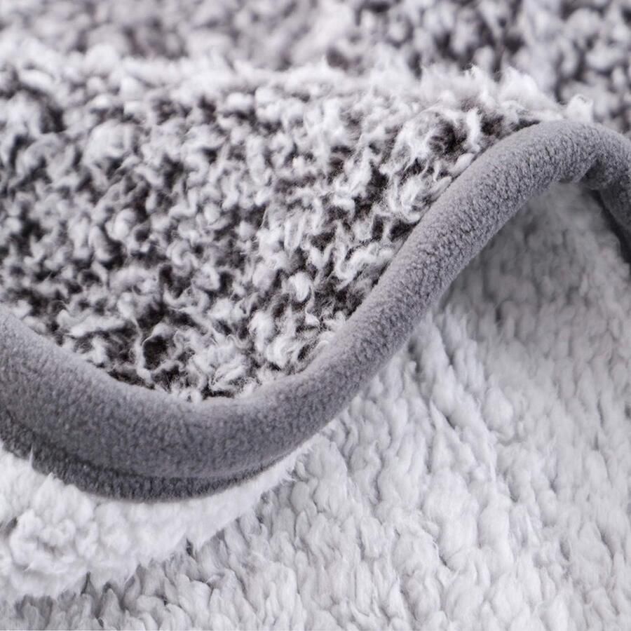 Sherpa Deken knuffeldeken wollig dik en elegant bankdeken dubbel gezicht extra zacht warme gezellige omkeerbare pluizige deken voor bank en bed (grijs 130 x 150 cm)