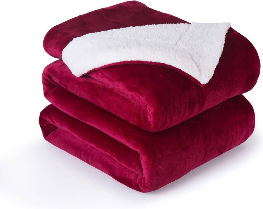 Sherpa fleece bordeaux rode deken dubbel twin size 150x200 cm comfortabele deken voor bank zachte pluizige warme winterdeken voor bed