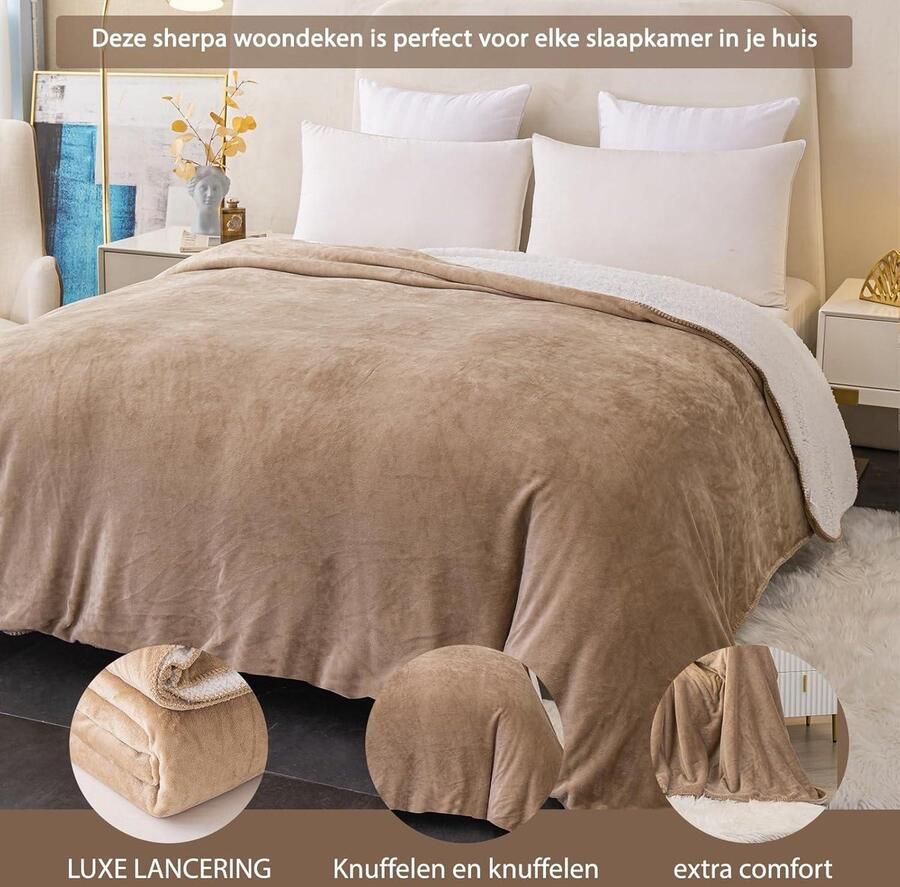 Sherpa Fleece Deken Dubbele Maat Super Zacht Warm Knusse Deken Bank Omkeerbare Deken Bed Slaapbank Mink Double 150 X 200