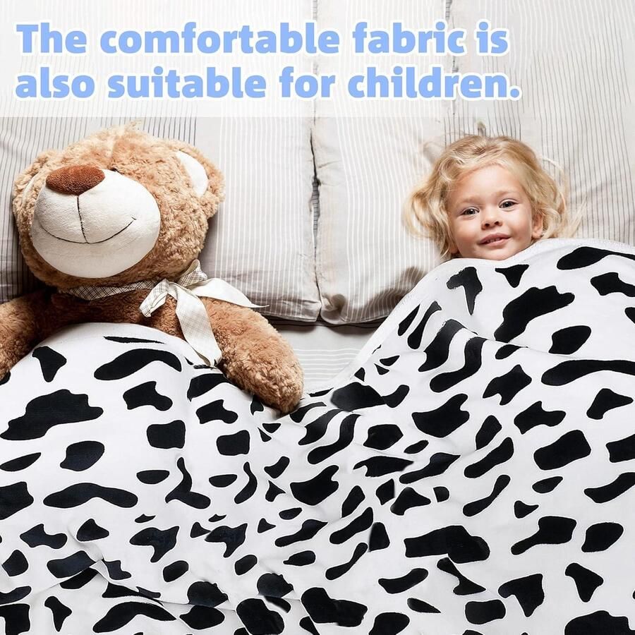 Sherpa Fleece Deken Koe Print Warm en Gezellig Winter Deken Dik en Zacht Pluche Omkeerbaar Fluffy Sofa Deken Single Bed All Season 150 x 130 cm