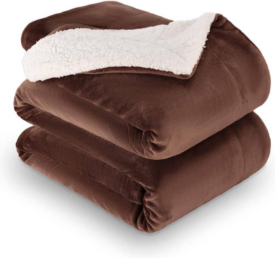 Sherpa fleece deken koffie bruin deken dubbel twin size 150x200 cm comfortabele deken voor bank zachte pluizige warme winterdeken voor bed