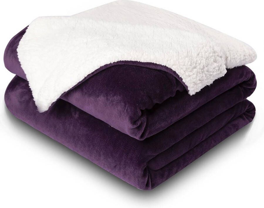 Sherpa fleece deken paarse deken dubbel twin size 150x200 cm comfortabele deken voor bank zachte pluizige warme winterdeken voor bed