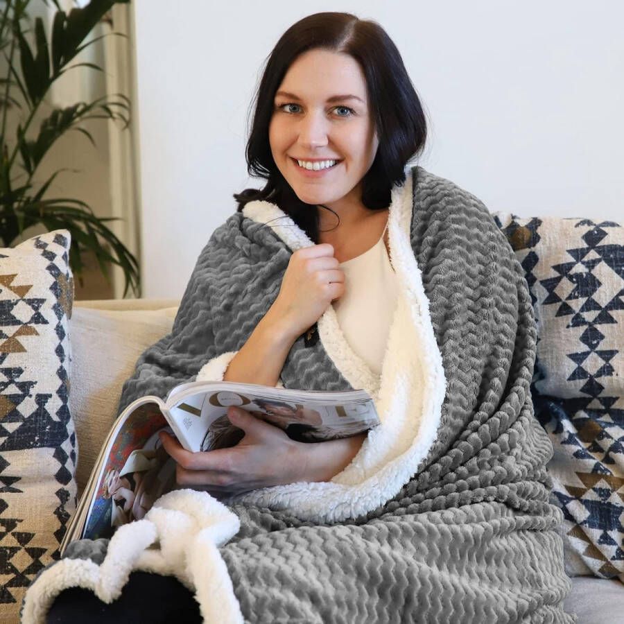 Sherpa gooit deken zachte comfortabele pluizige gezellige fleece pluche deken voor sofa eenpersoonsbed warme dikke winterbank hele seizoen voor volwassenen kinderen 150 x 130