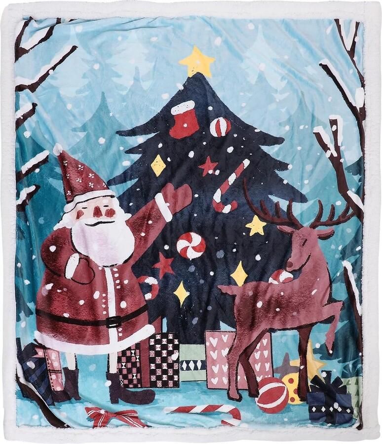 Sherpa Kerstdeken van fleece dubbelzijdig zacht geruit voor bank warm sprei kerstdeken eenvoudige fleecedeken 127 x 152 cm