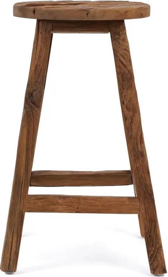 Rootz Living Rootz Shibori Barkruk Keukenkruk Ontbijtbarstoel Upcycled Teakhout Rustieke uitstraling 50cm x 50cm x 70cm