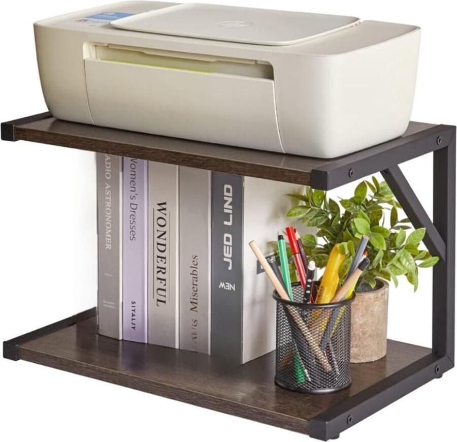 SHOP YOLO YOU ONLY LIVEONCE SHOP YOLO-Boekenrek- Printer Plank Scanner Bestanden- Multifunctionele Bureau Organizer-Boeken-Donkergrijs