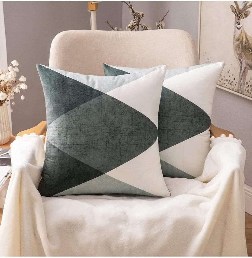 SHOP YOLO kussenhoes 45x45 cm- set van 2 stuks-decoratief geometrisch patroon-woonkamer en bed