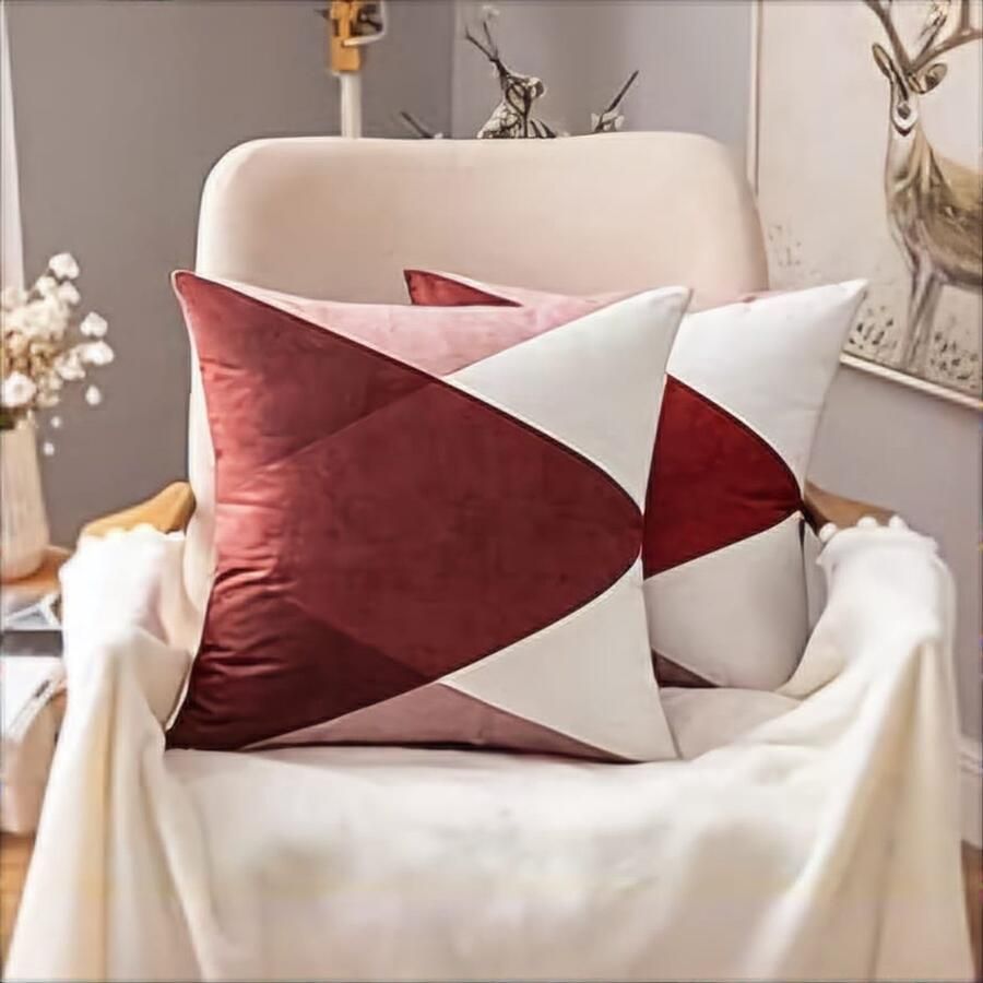 SHOP YOLO kussenhoes 45x45 cm- set van 2 stuks-decoratief geometrisch patroon-woonkamer en bed