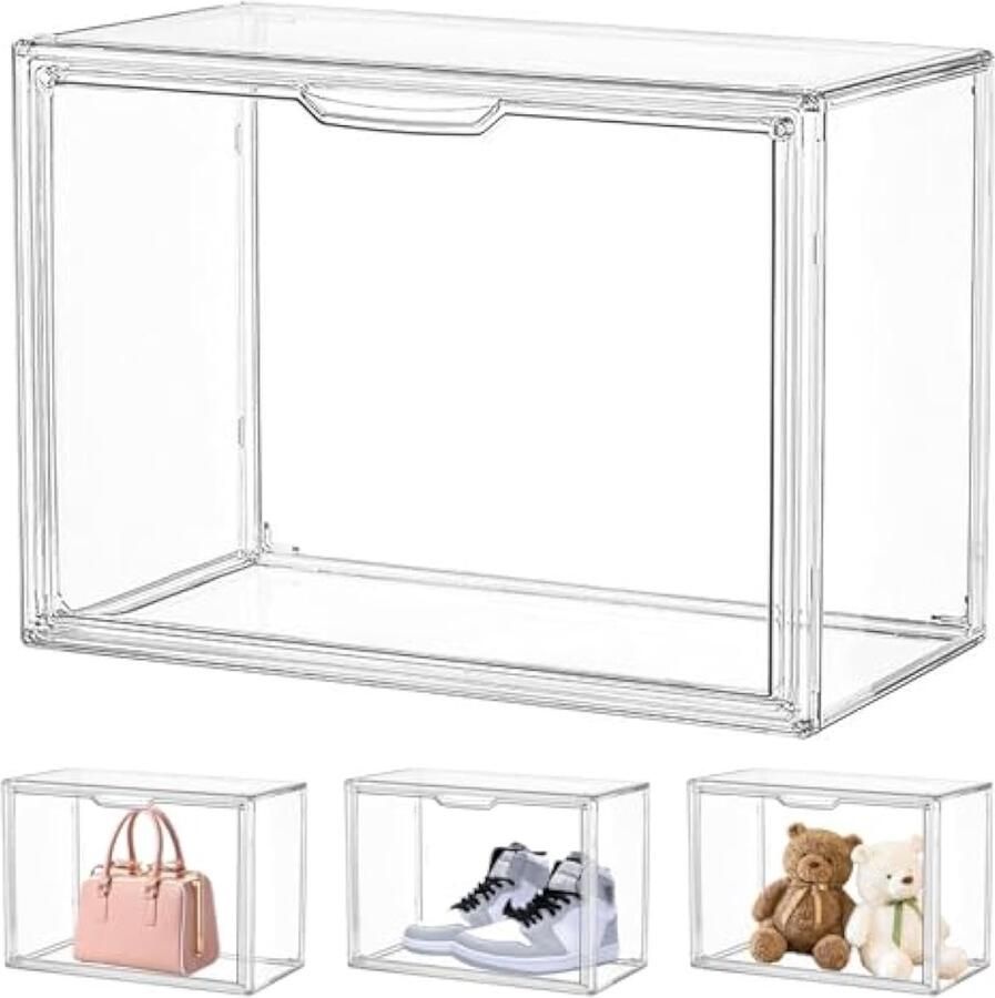 Showcase vitrine acryl vitrine transparante showbox acryl stof waterafstotend met magnetische deur en handgreep stapelbare en gemakkelijk te monteren acryl displaycase 36 x 27 x 23 cm