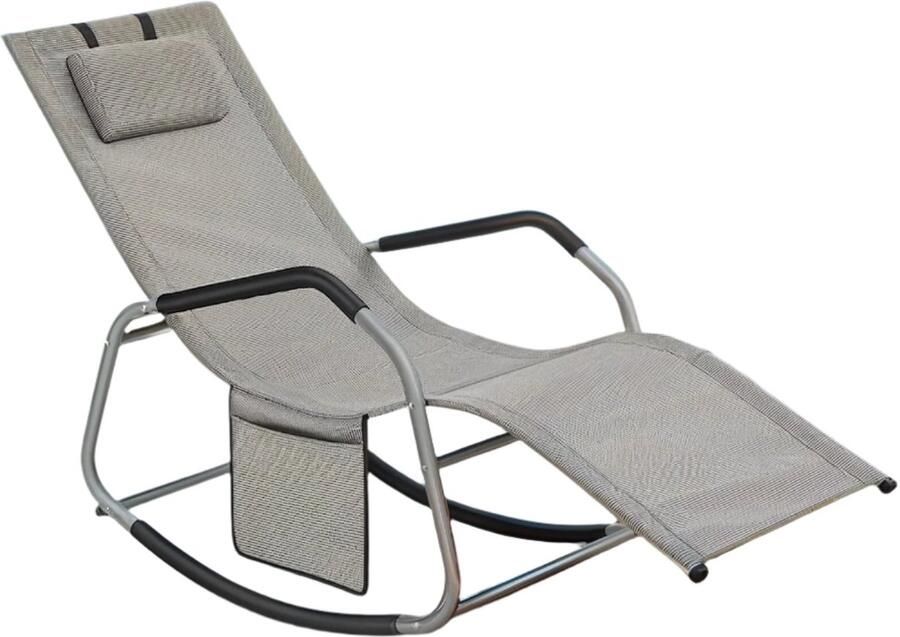 Showkebar dekstoel grijze lounger buitenrijker gegalvaniseerd staal 151 x 56 x 90 cm