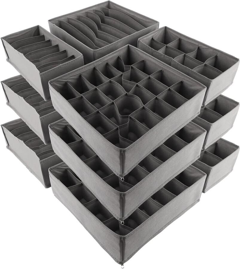 Inovra Plus Opvouwbare ladeverdeler met 12 compartimenten voor kledingkast Grijs Organisatie voor sokken en stropdassen