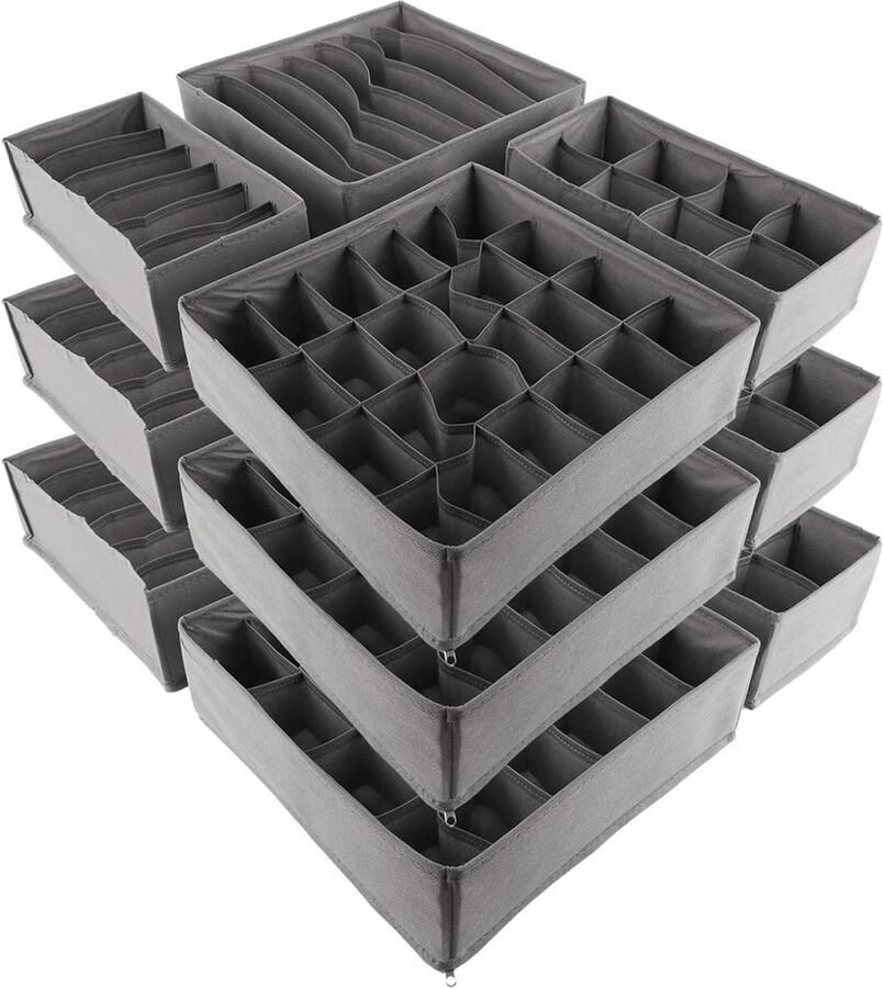 Shulade Organizer opbergsysteem voor kledingkast 12 stuks grijs opvouwbaar