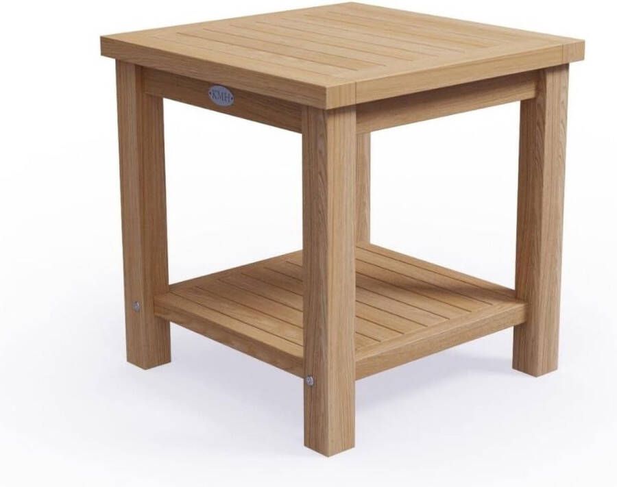 Side table with extra shelf real teak