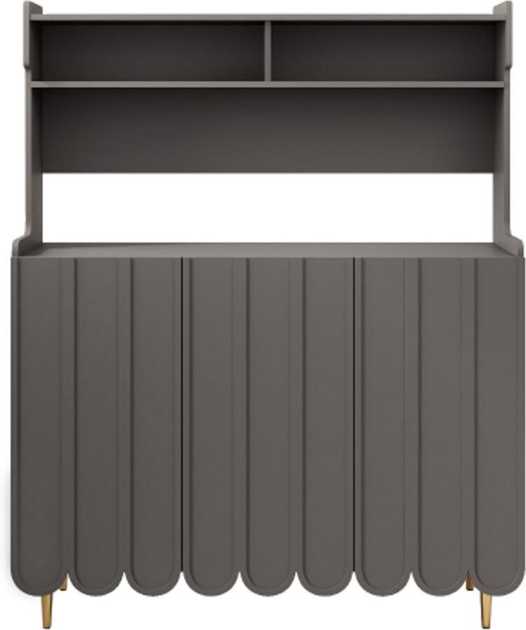 Sideboard 120x40x151cm Keukenkast Grijs Open Opbergrek Laden En Planken Voor Geordende Keuken En Eetruimte Modern Eenvoudig Ontwerp