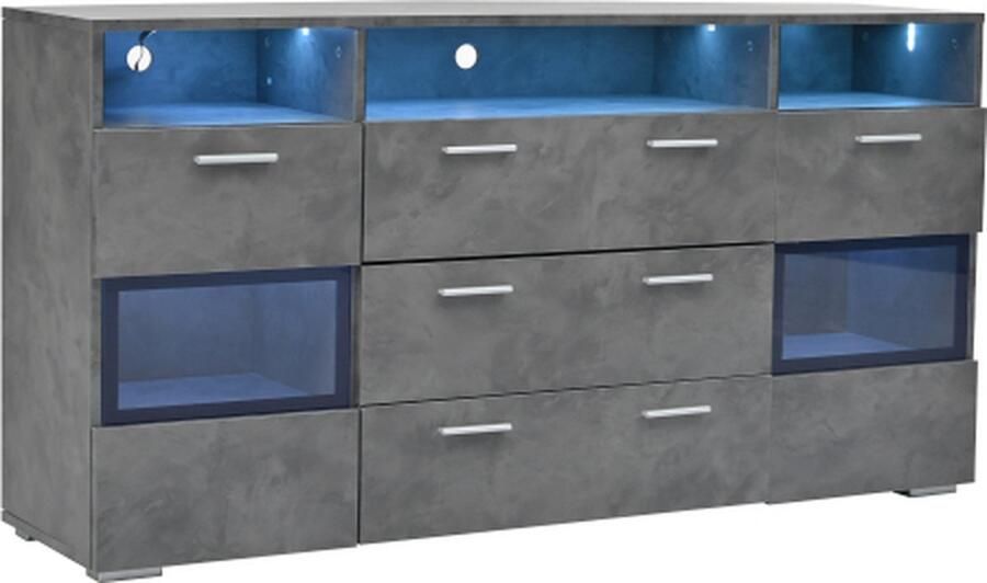 Zonder merk Gotagee Sideboard Unterschrank Stauschrank Eckschrank mit LED-Beleuchtung Grijs