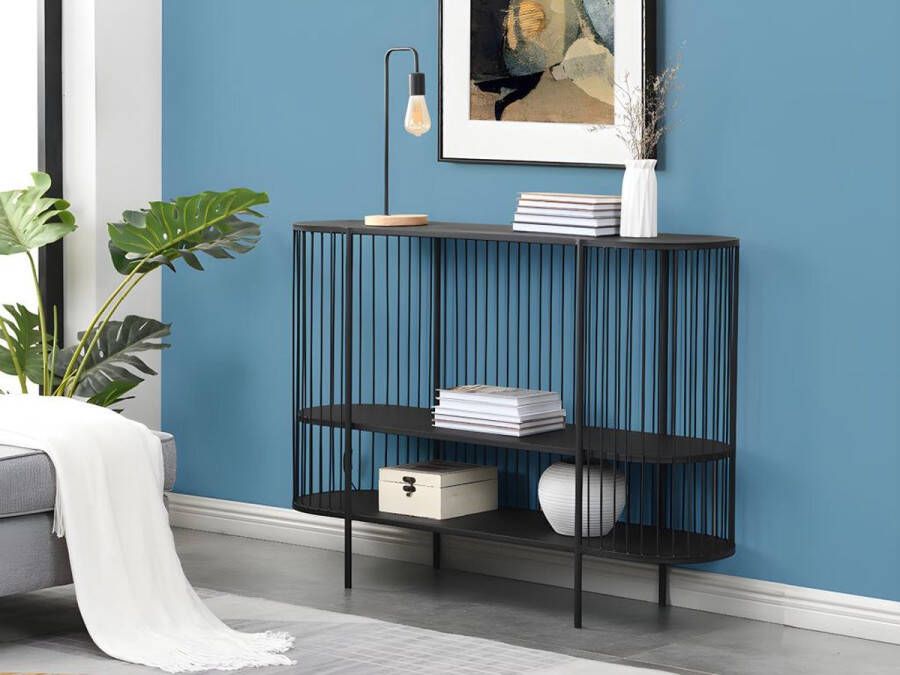 Vente-unique Sidetable ALEXIA Metaal 2 planken Zwart L 120 cm x H 85 cm x D 33 cm - Foto 2