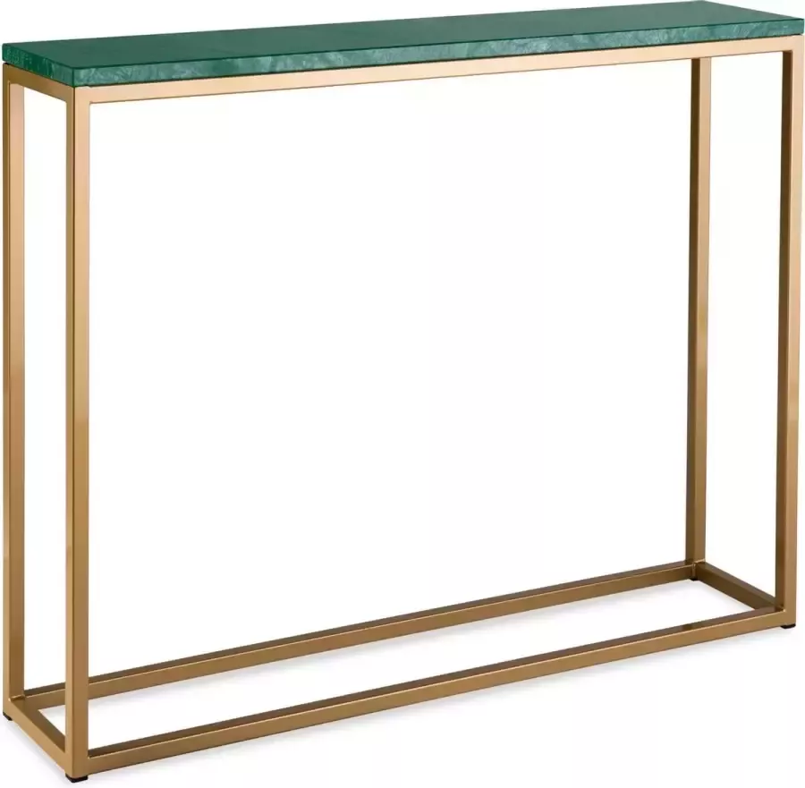 Sidetable groen marmer goud onderstel 100 x 20 cm